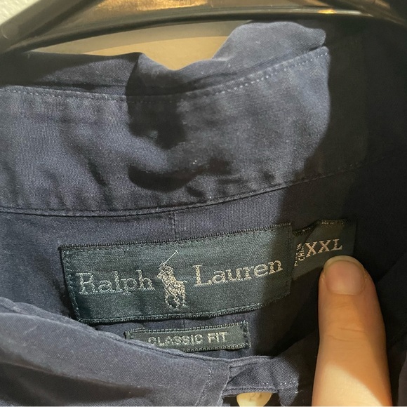 Ralph Lauren Polo Deep Navy Blue Classic Shirt Button Up Men’s XXL Red Pony - Picture 3 of 10